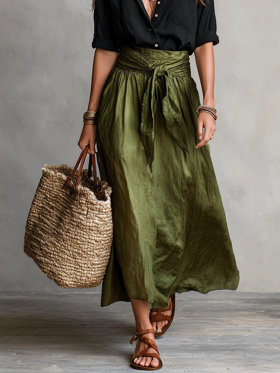 Catalina | Conjunto Elegante de Verano Camisa y Falda Midi Mujer Cinturón