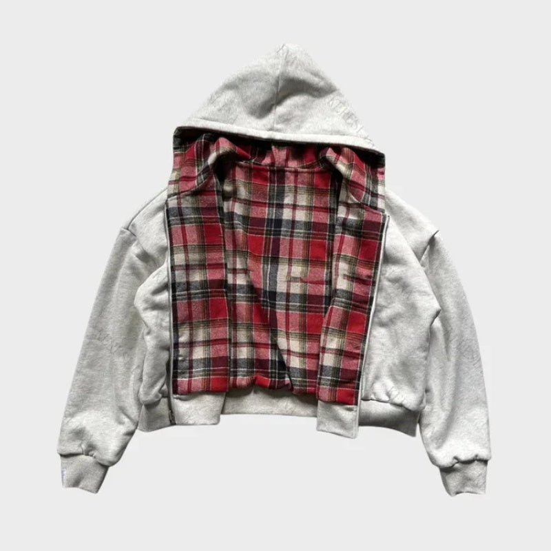 Iker | Sudadera Oversize Reversible con Capucha Hombre Cuadros