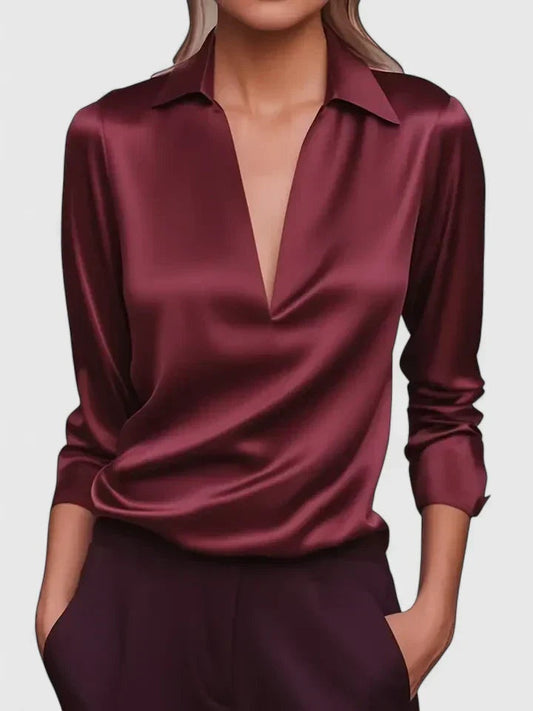 Paloma | Blusa de Manga Larga con Escote Drapeado Mujer
