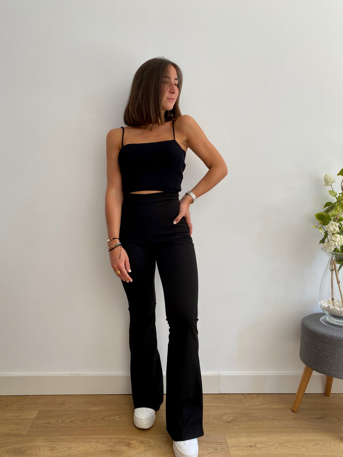 Pantalón campana negro