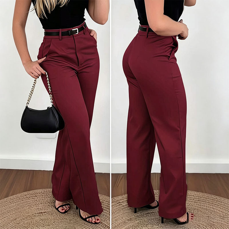 Pantalones de traje de corte ajustado, tiro alto y pernera recta