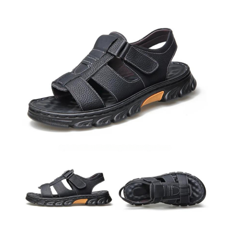 Aitor | Sandalias de Cuero Hombre Romanas Punta Abierta