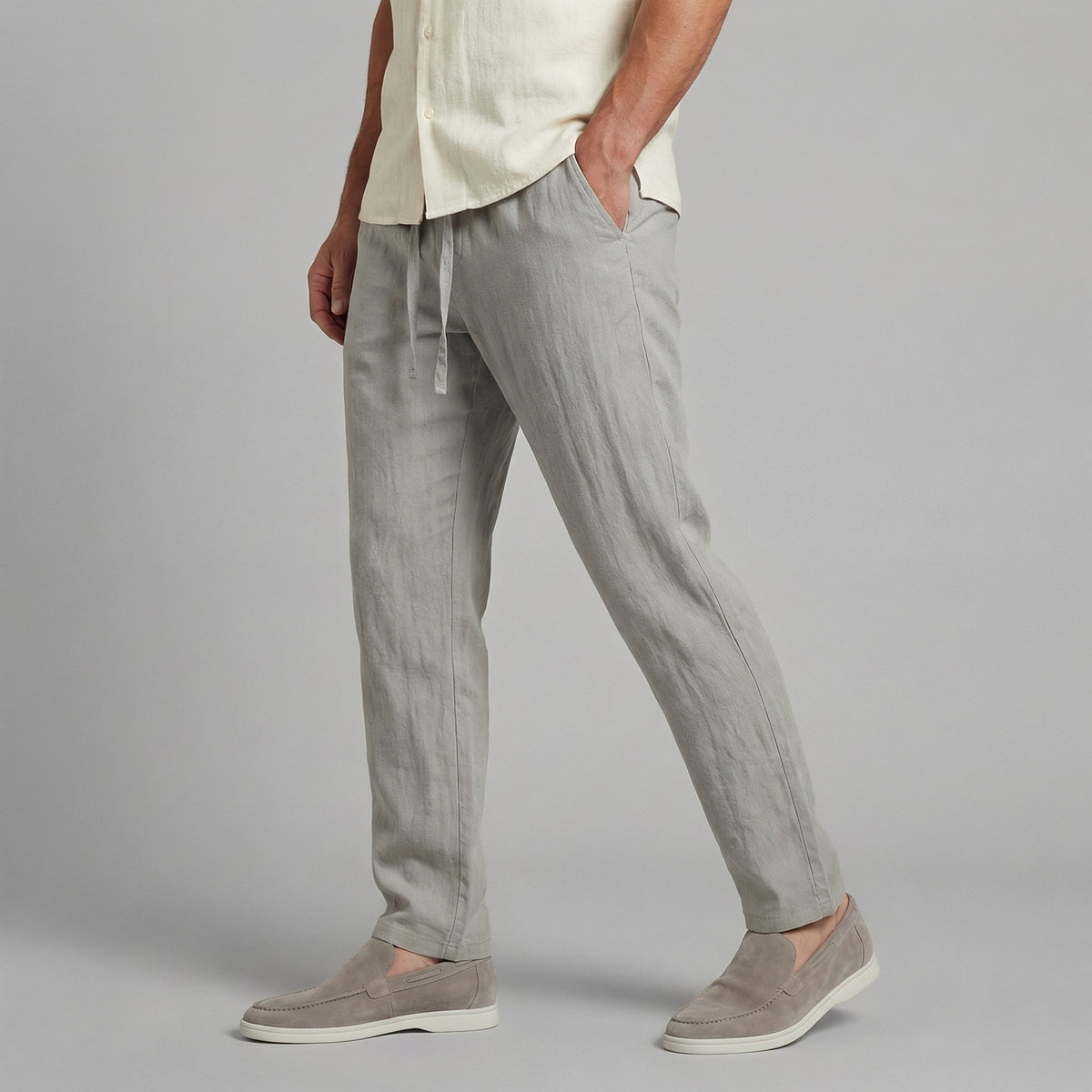 Andrés | Pantalón de Lino con Cordón Hombre Corte Recto