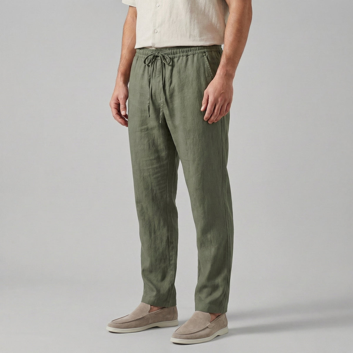 Andrés | Pantalón de Lino con Cordón Hombre Corte Recto