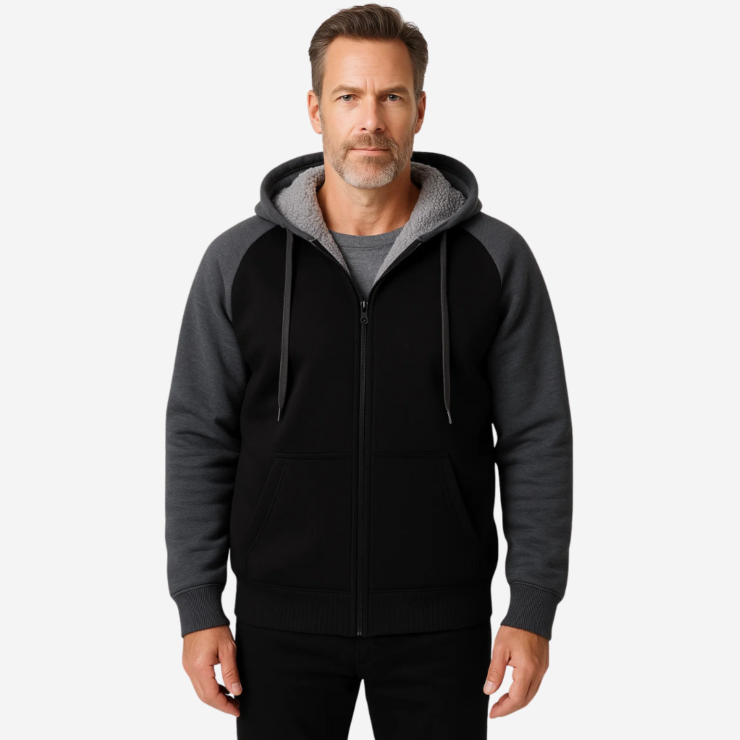 Borja | Sudadera con Cremallera Hombre Forro Sherpa con Capucha
