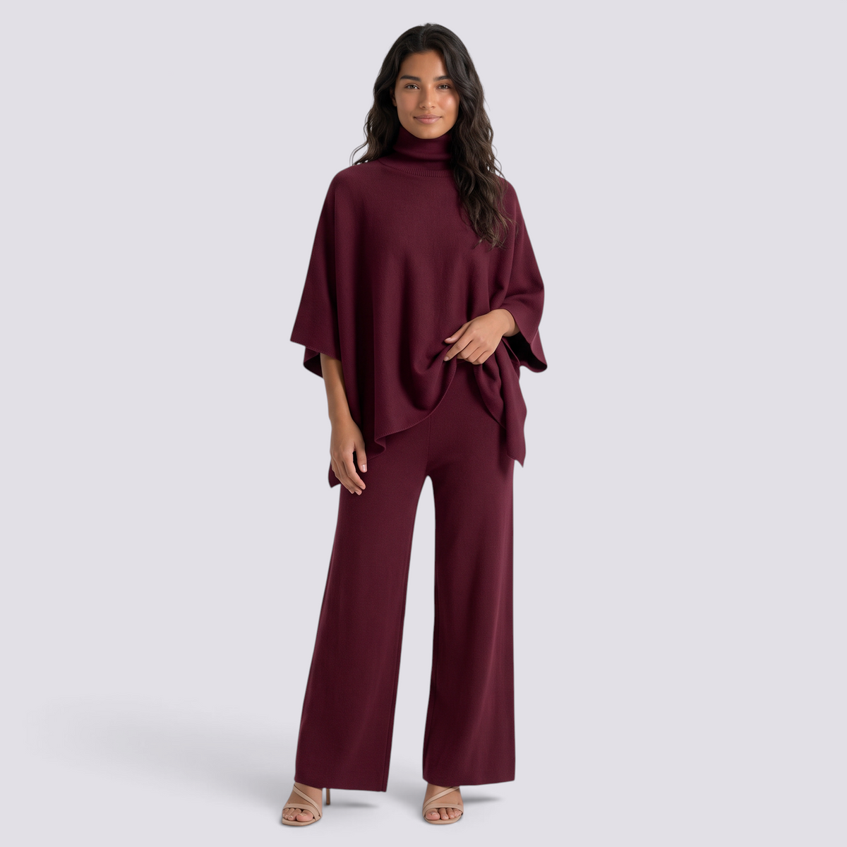 Conjunto Punto Mujer Cuello Alto Pantalón Ancho
