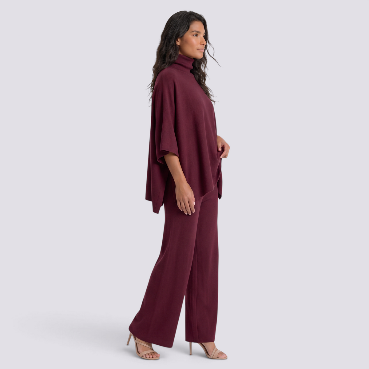 Conjunto Punto Mujer Cuello Alto Pantalón Ancho