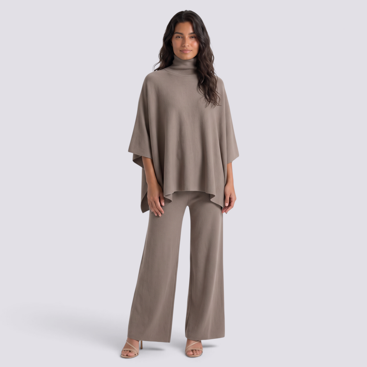 Conjunto Punto Mujer Cuello Alto Pantalón Ancho