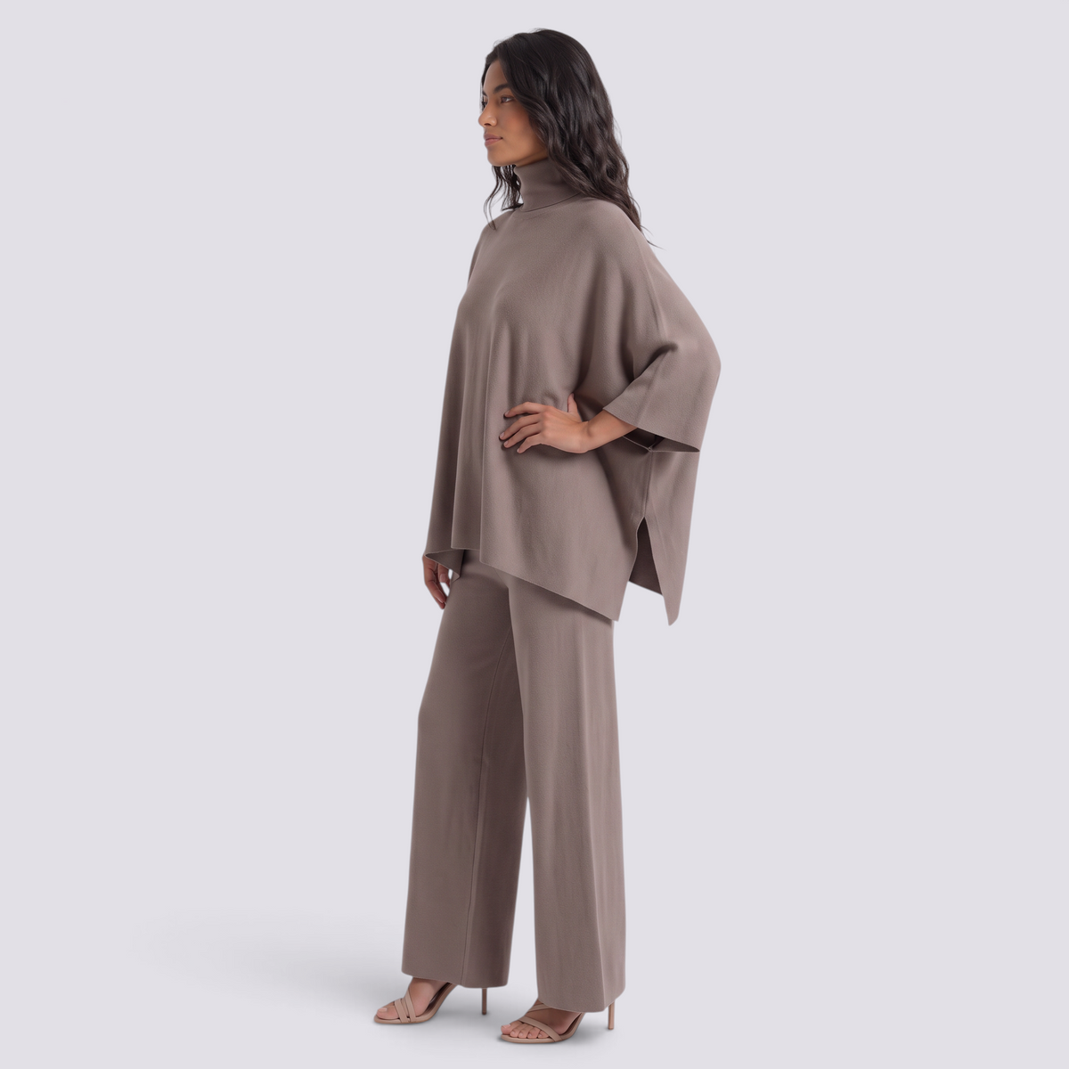 Conjunto Punto Mujer Cuello Alto Pantalón Ancho
