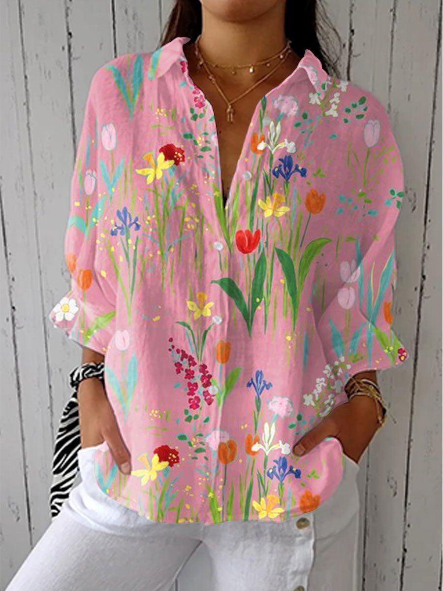 Consuelo | Blusa Tropical de Verano Estampada Mujer Escote V