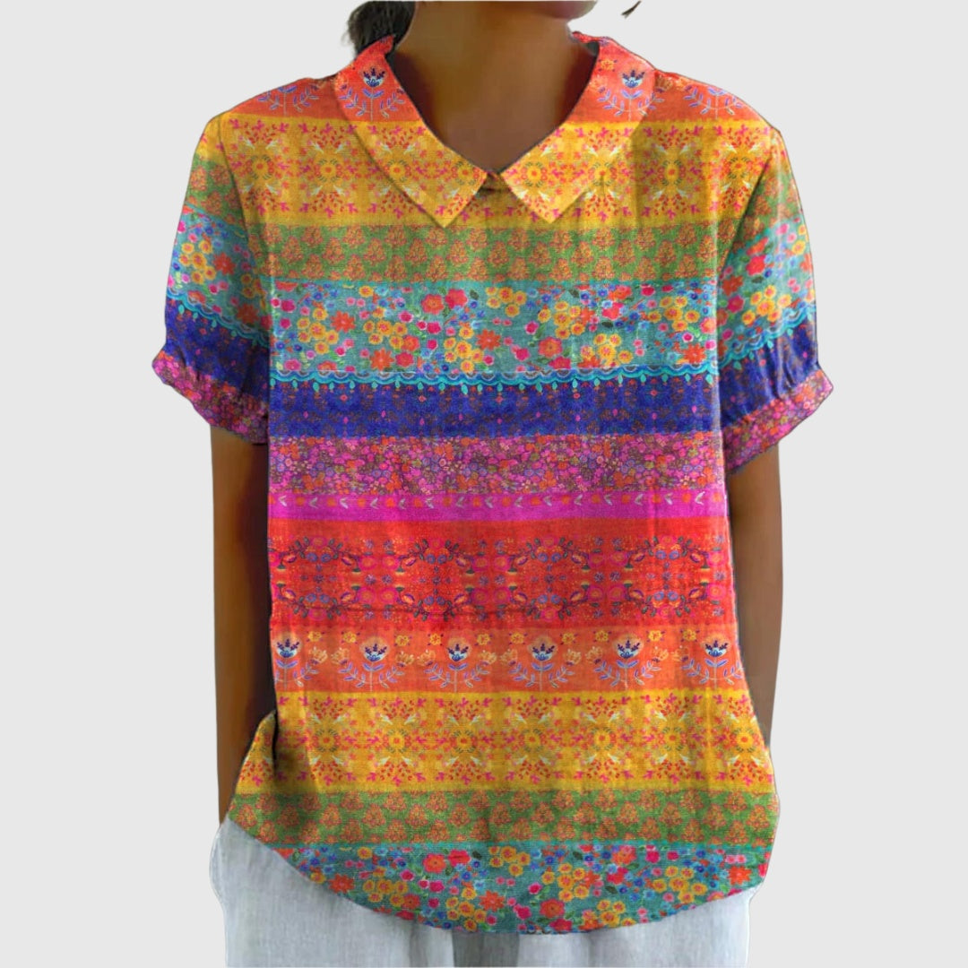Covadonga | Camisa Oversize de Verano Estampada de Manga Corta Mujer
