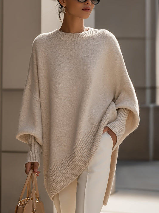 Covadonga | Jersey Oversize Asimétrico de Punto Mujer Cuello Redondo