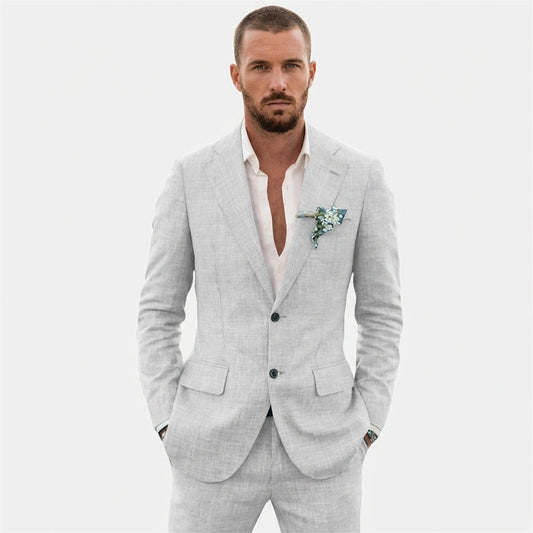 Emilio | Traje de Lino de Corte Relajado Hombre Solapa Clásica