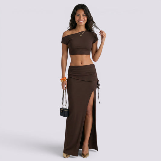 Conjunto Mujer Top y Falda Asimétrica