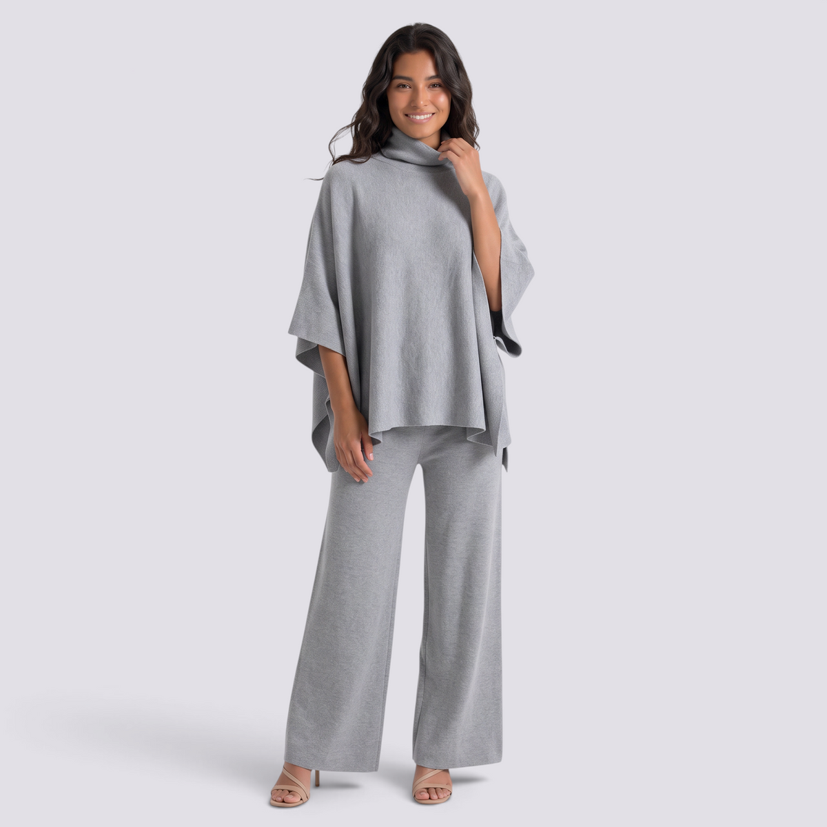 Conjunto Punto Mujer Cuello Alto Pantalón Ancho