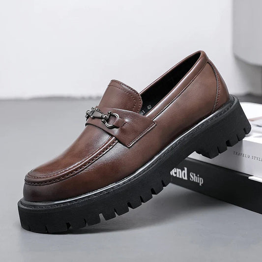 Guillermo | Mocasines de Cuero Plataforma Hombre Hebilla Metálica