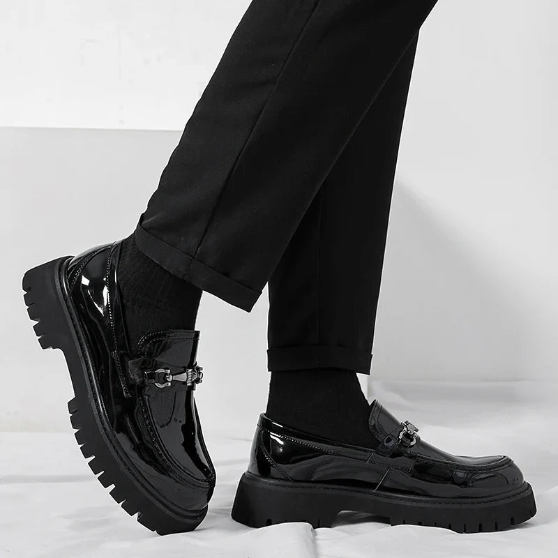 Guillermo | Mocasines de Cuero Plataforma Hombre Hebilla Metálica