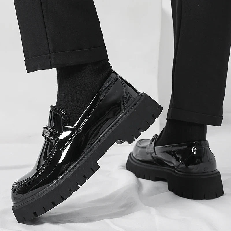 Guillermo | Mocasines de Cuero Plataforma Hombre Hebilla Metálica