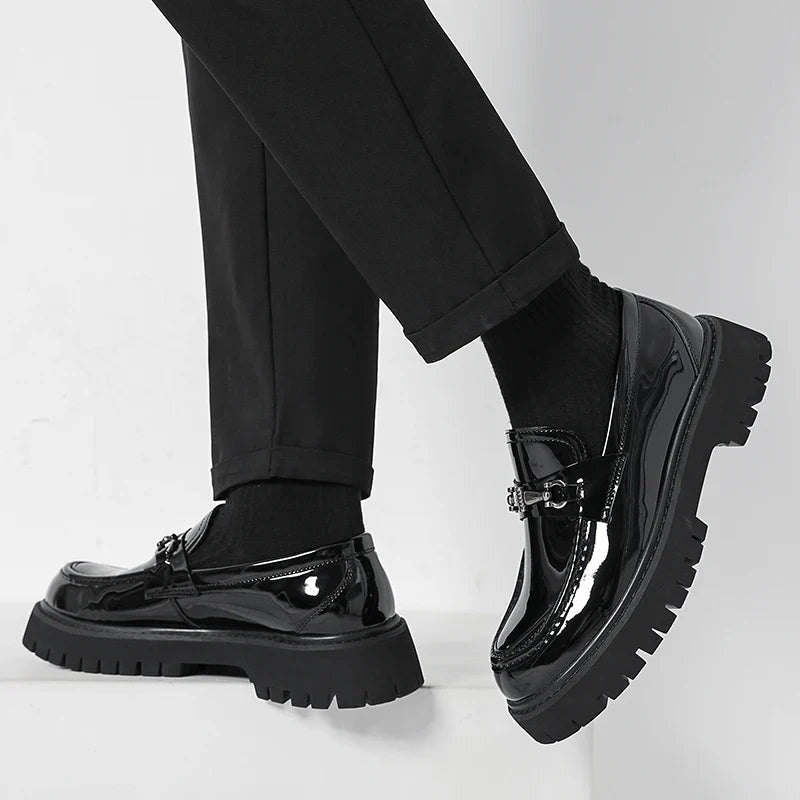 Guillermo | Mocasines de Cuero Plataforma Hombre Hebilla Metálica