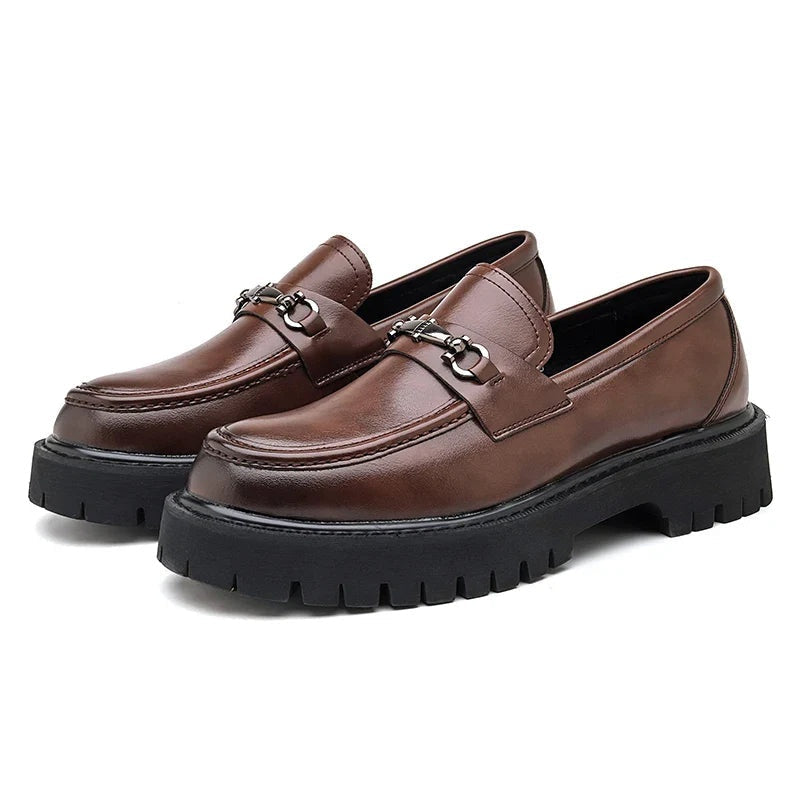Guillermo | Mocasines de Cuero Plataforma Hombre Hebilla Metálica