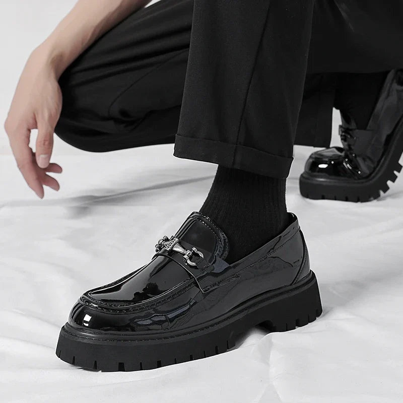 Guillermo | Mocasines de Cuero Plataforma Hombre Hebilla Metálica