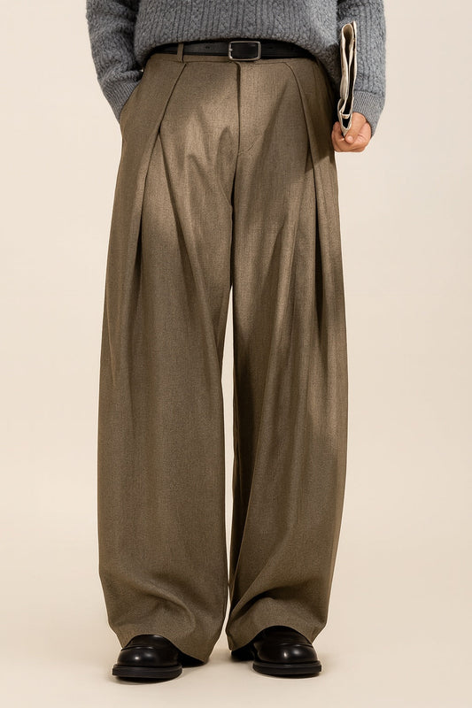 Guillermo | Pantalón de Pinzas Pierna Ancha Hombre Cintura Alta