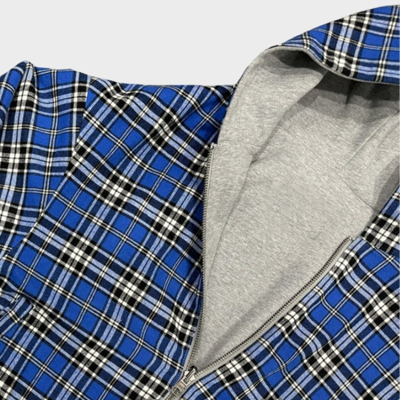 Iker | Sudadera Oversize Reversible con Capucha Hombre Cuadros