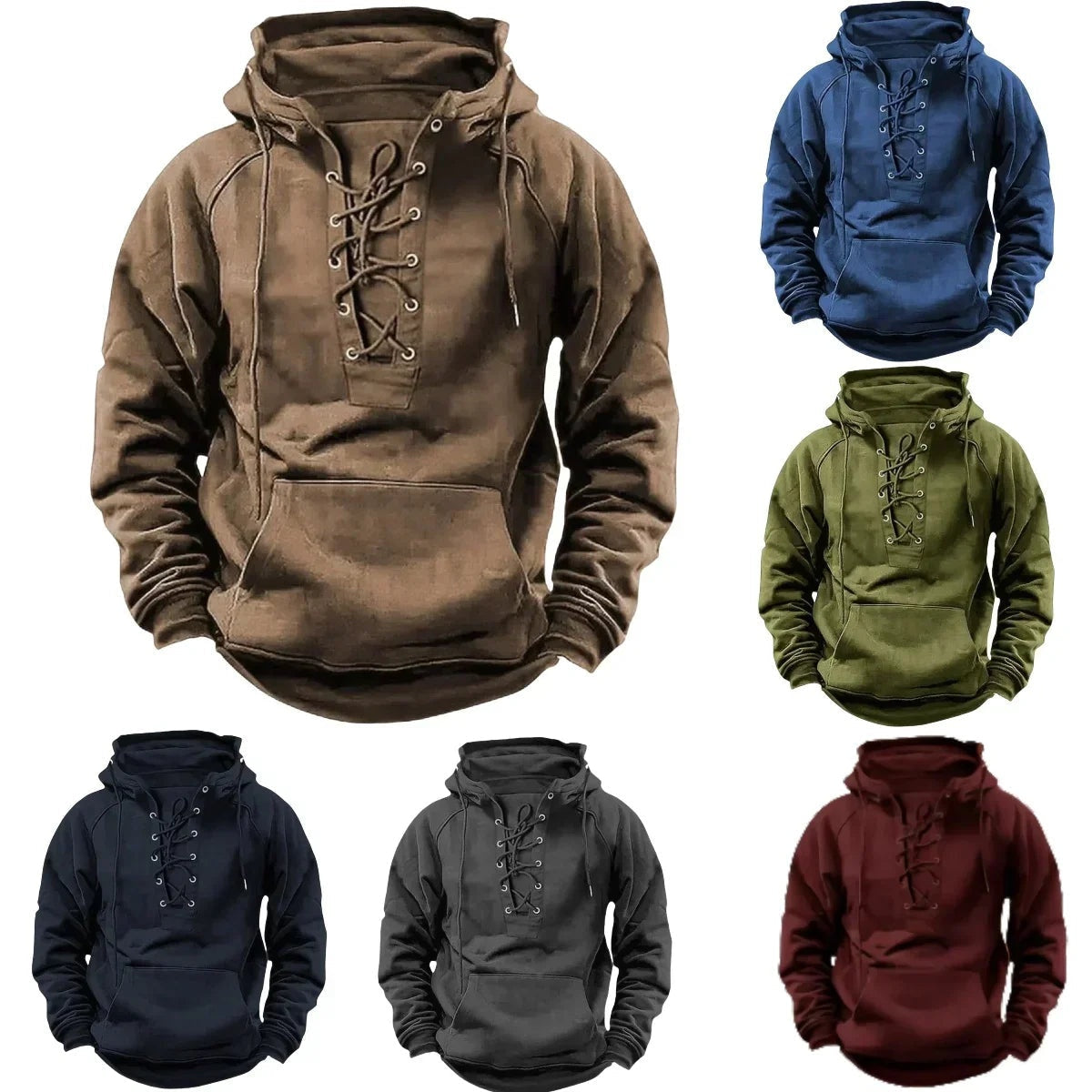 Iván | Sudadera Oversize con Capucha Hombre Cordones Bolsillo Canguro