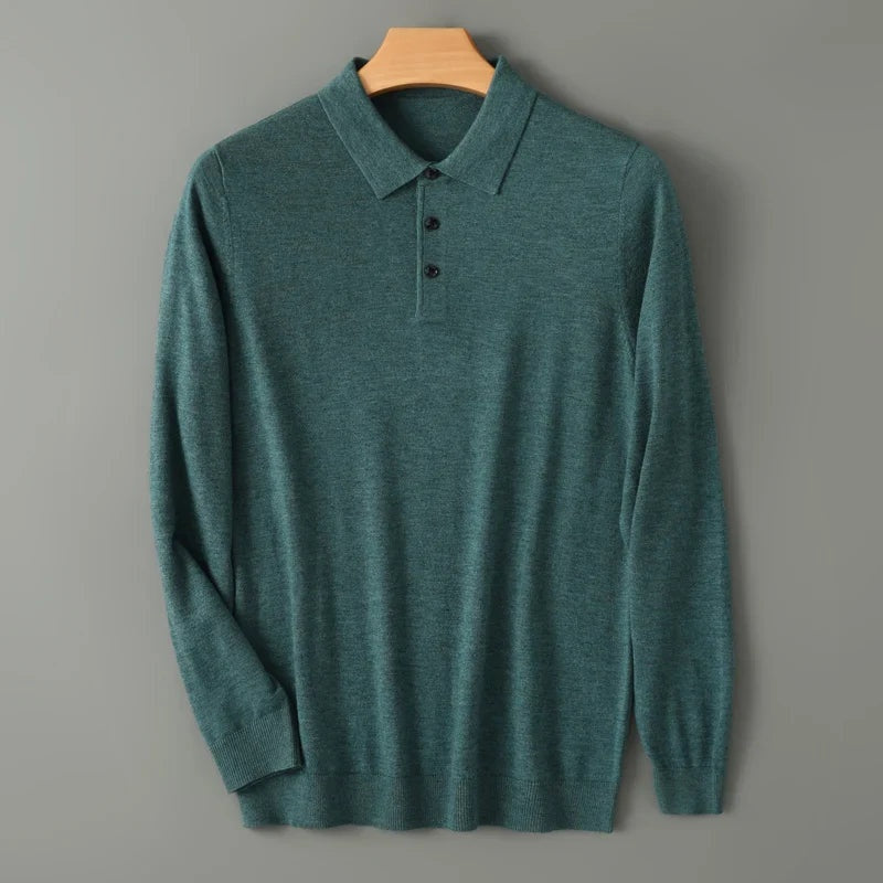 Marcos | Polo de Lana Merino de Manga Larga Hombre Punto Fino
