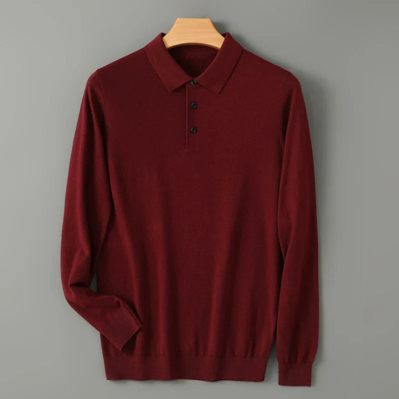 Marcos | Polo de Lana Merino de Manga Larga Hombre Punto Fino