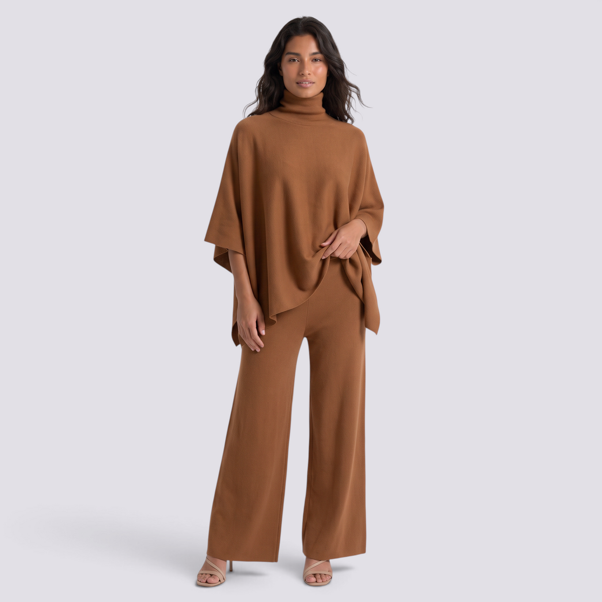 Conjunto Punto Mujer Cuello Alto Pantalón Ancho