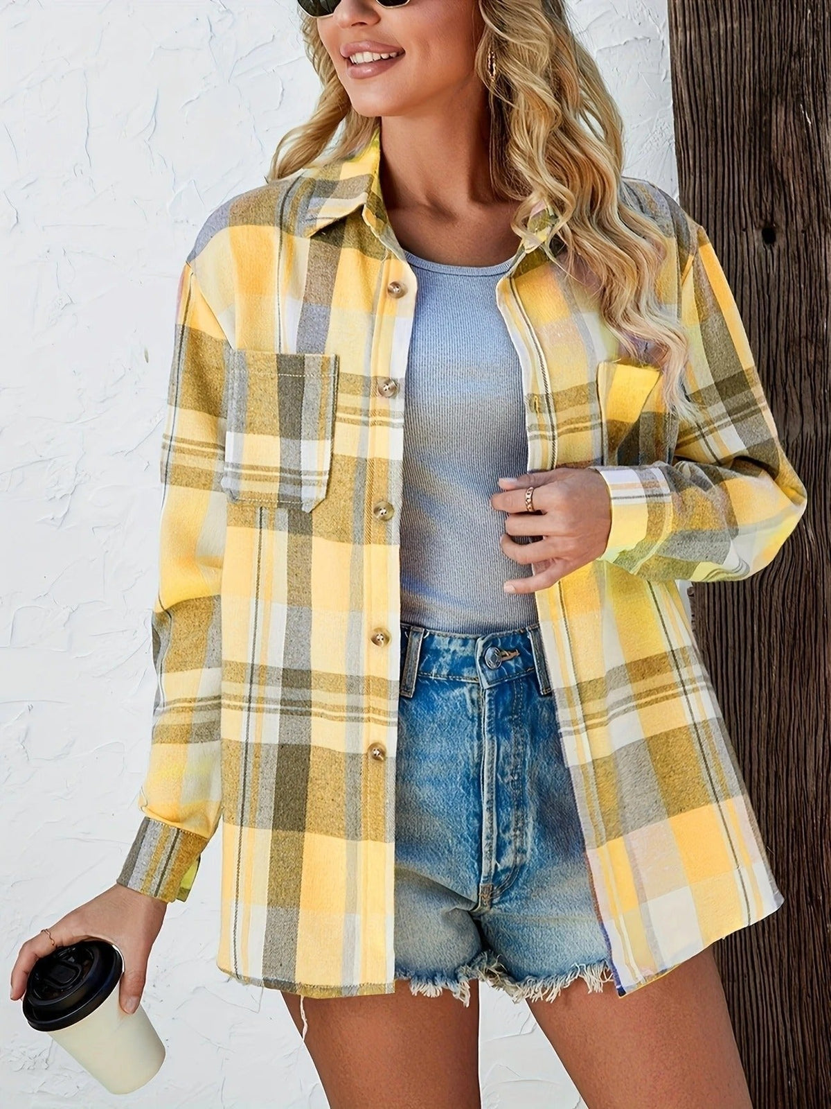 Mencía | Camisa de Cuadros de Manga Larga Mujer Oversized