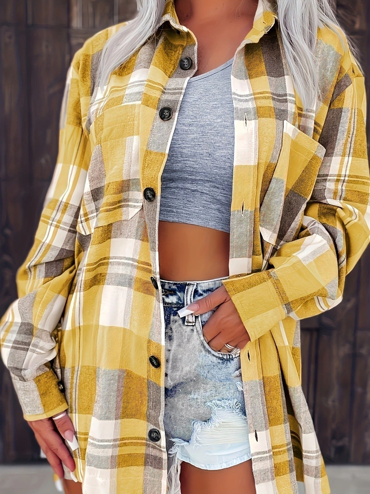 Mencía | Camisa de Cuadros de Manga Larga Mujer Oversized
