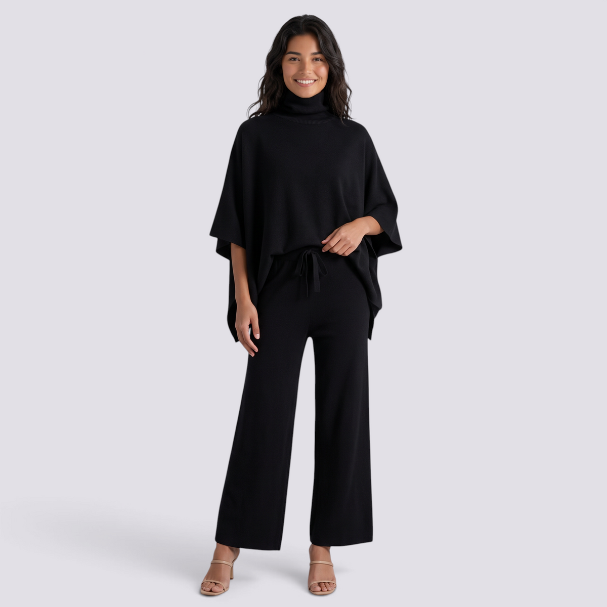 Conjunto Punto Mujer Cuello Alto Pantalón Ancho