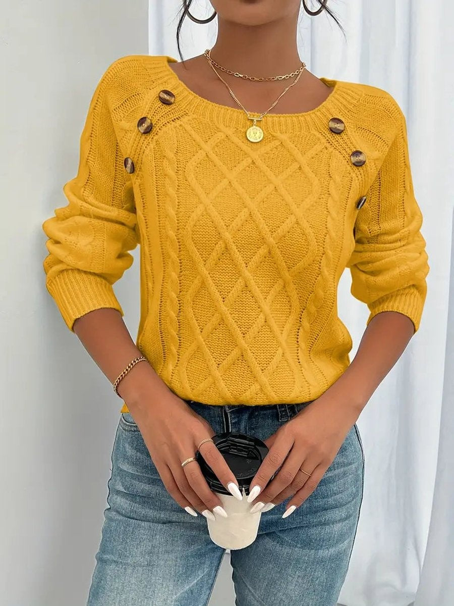 Nerea | Jersey Fino de Punto Mujer Cuello Redondo Botones