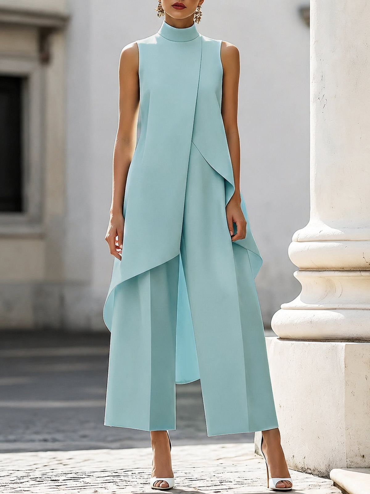 Pilar | Conjunto Elegante de Cuello Alto Asimétrico Mujer