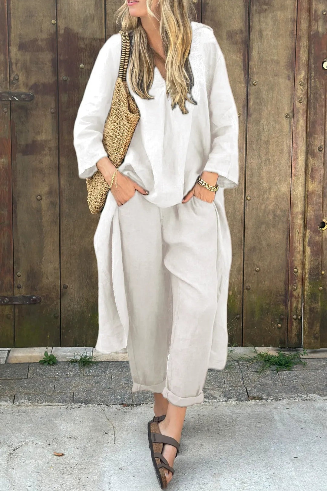 Raquel | Conjunto de Lino Casual Mujer Pantalón y Blusa