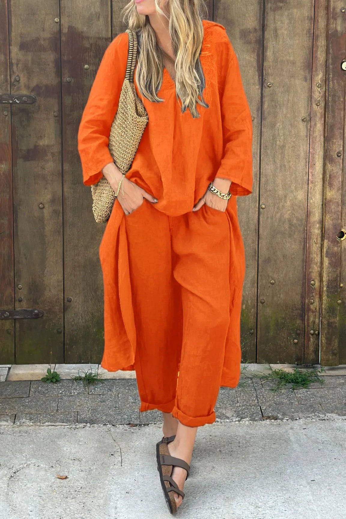 Raquel | Conjunto de Lino Casual Mujer Pantalón y Blusa