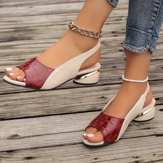 Raquel | Sandalias de Tacón Bajo Slingback Mujer Punta Abierta
