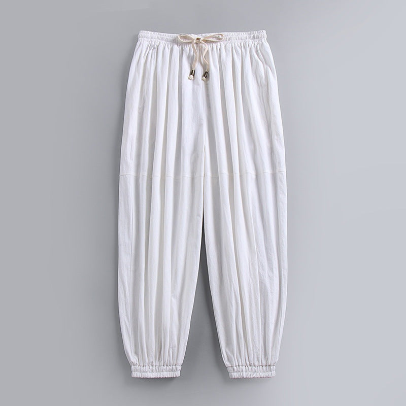 Unai | Pantalón de Lino Jogger Hombre Cintura Elástica Tobillo Fruncido