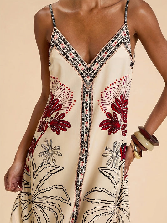 Maite | Vestido Largo de Verano Boho Estampado Tropical Mujer Tirantes