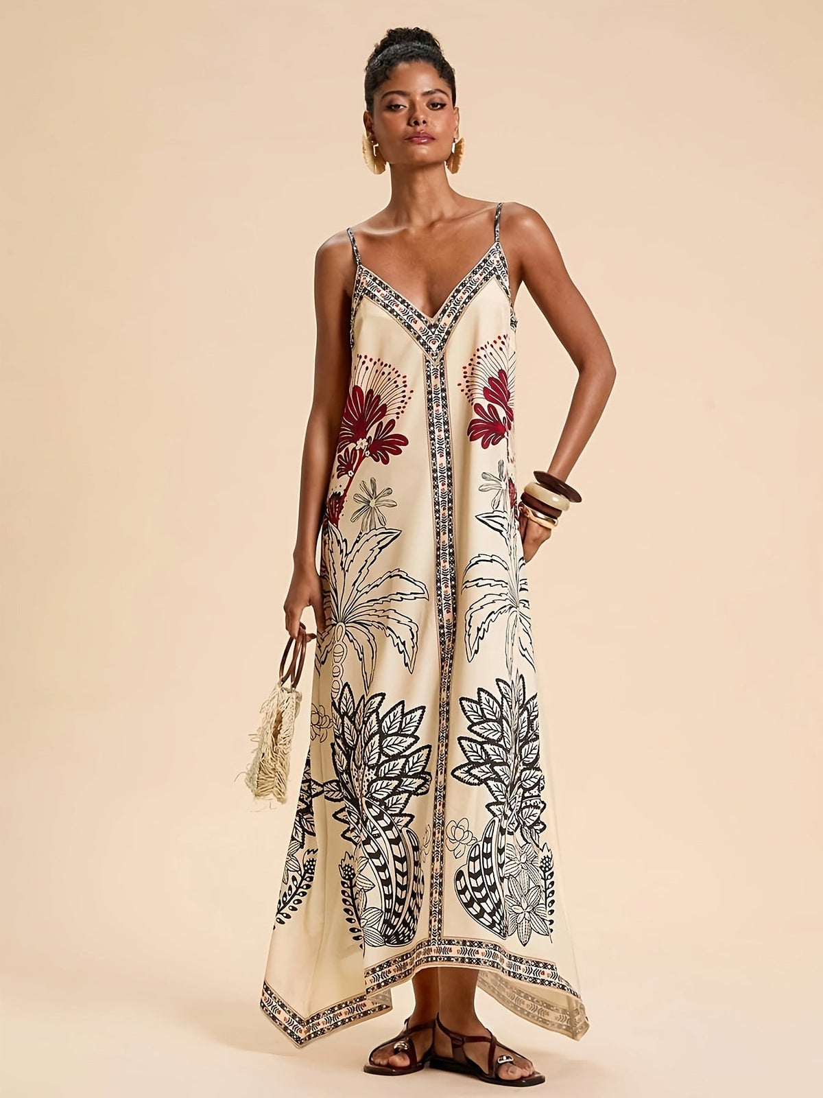 Maite | Vestido Largo de Verano Boho Estampado Tropical Mujer Tirantes